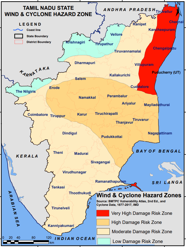 TAMIL NADU STATE WIND & CYCLONE HAZARD ZONES